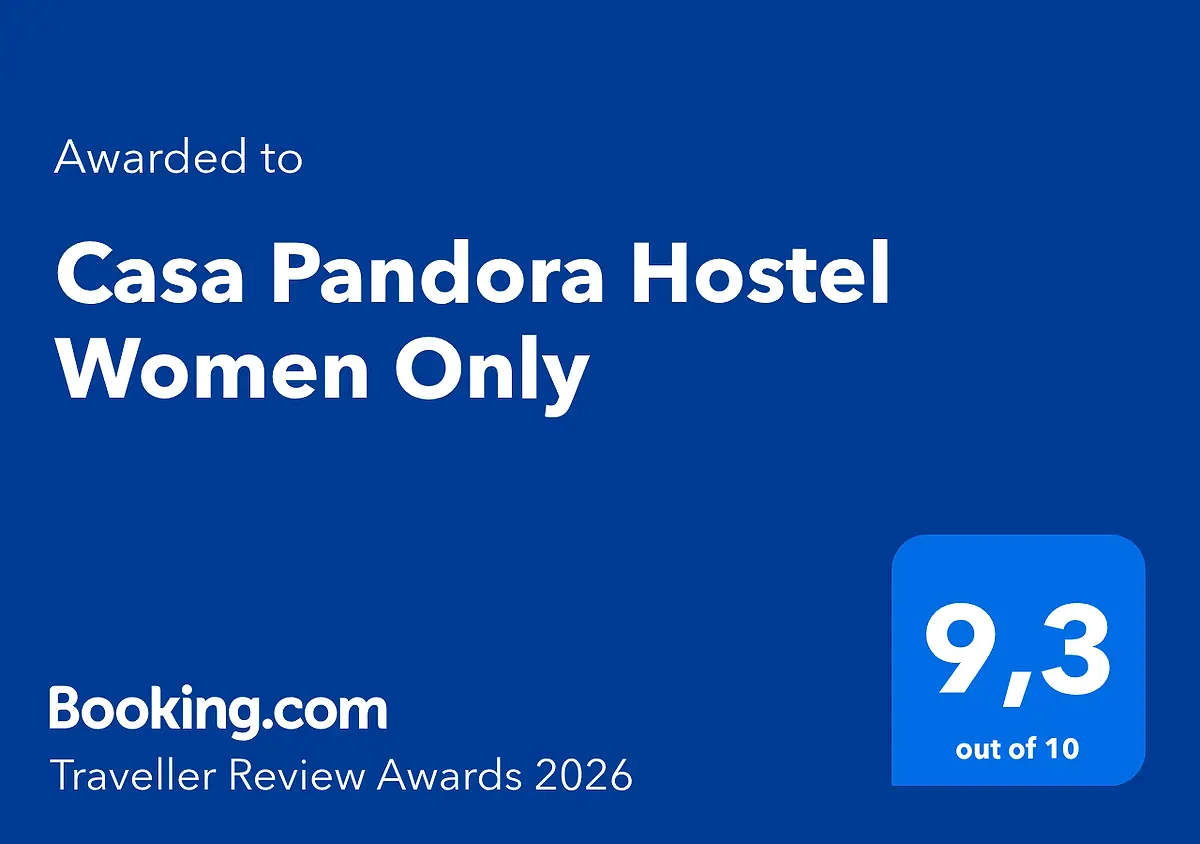 Booking.com Traveller Review Awards 2026 badge awarded to Casa Pandora Hostel Women Only